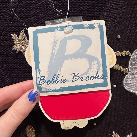 NWT Vintage Bobbie‎ Brooks Black Embroidered Christmas Angels Sweater Vest Large - Picture 4 of 6